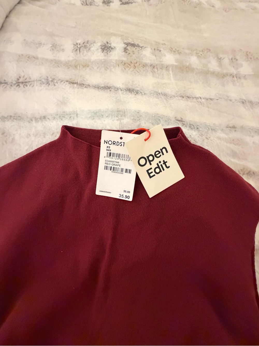 Nordstrom Open Edit Red Grape Mock Neck Top